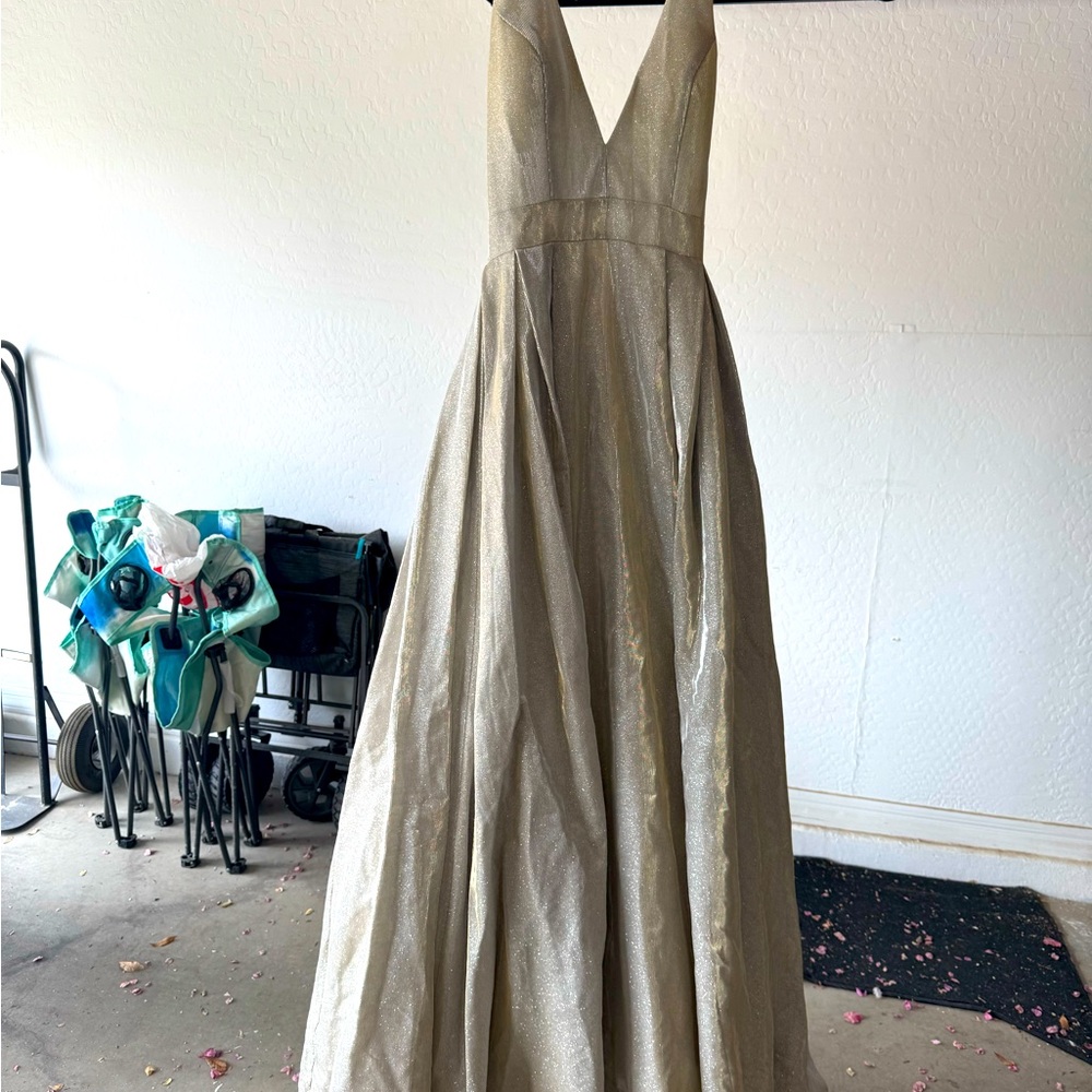 Silver sparkly Mac Duggal Evening/Prom/Ball Gown